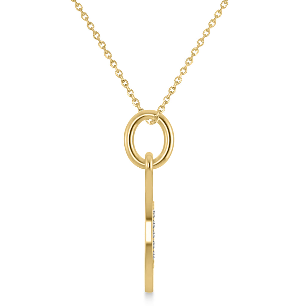 Diamond Scorpio Zodiac Disk Pendant Necklace 14k Yellow Gold (0.11ct)