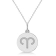 Aries Disk Zodiac Pendant Necklace 14k White Gold