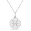 Pisces Disk Zodiac Pendant Necklace 14k White Gold