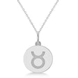 Taurus Disk Zodiac Pendant Necklace 14k White Gold