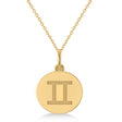 Gemini Disk Zodiac Pendant Necklace 14k Yellow Gold