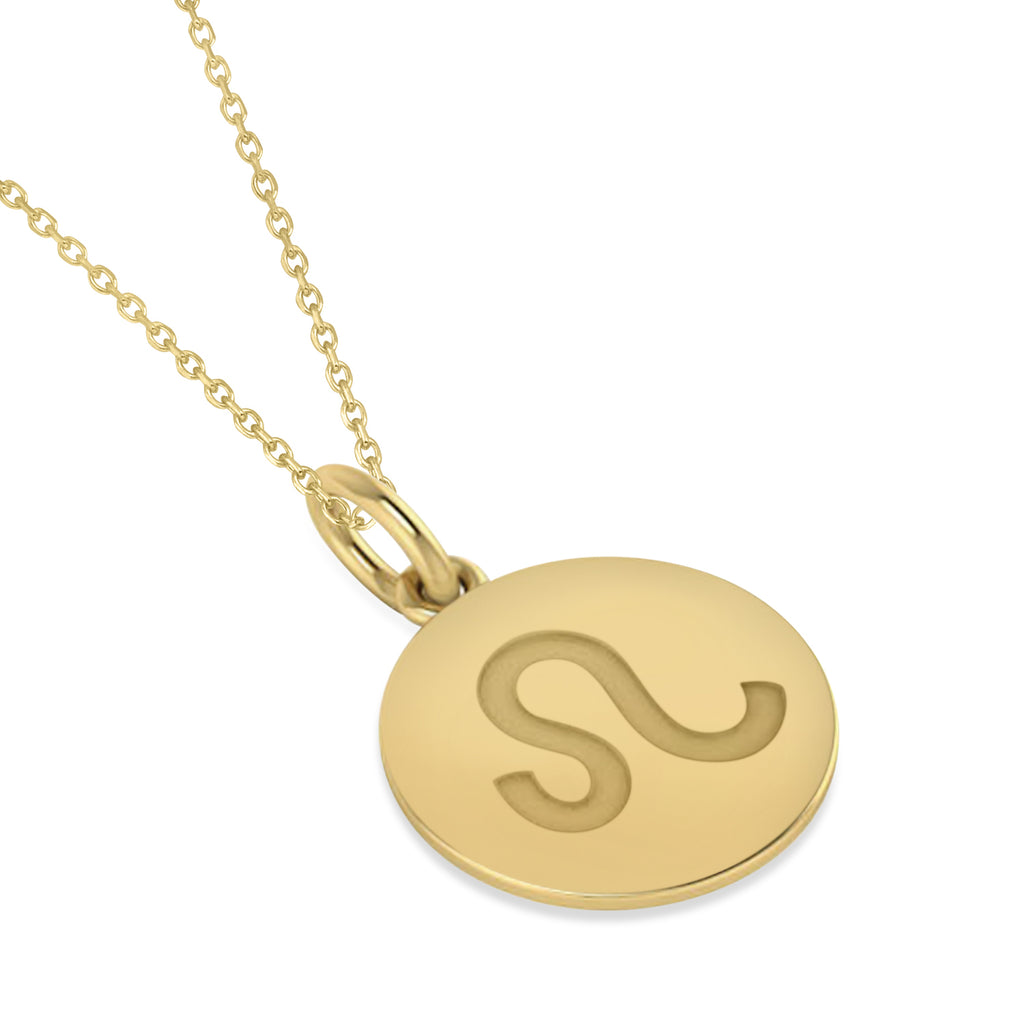 Leo Disk Zodiac Pendant Necklace 14k Yellow Gold