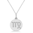 Virgo Disk Zodiac Pendant Necklace 14k White Gold