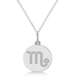 Scorpio Disk Zodiac Pendant Necklace 14k White Gold