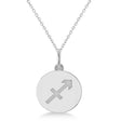 Sagittarius Disk Zodiac Pendant Necklace 14k White Gold
