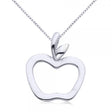 Hollow Apple Pendant Necklace in Plain Metal 14k White Gold