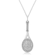 Diamond Accented Tennis Racket Pendant Necklace 14K White Gold (0.48ct)