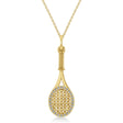 Diamond Accented Tennis Racket Pendant Necklace 14K Yellow Gold (0.48ct)