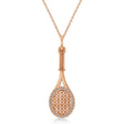 Diamond Accented Tennis Racket Pendant Necklace 18K Rose Gold (0.48ct)