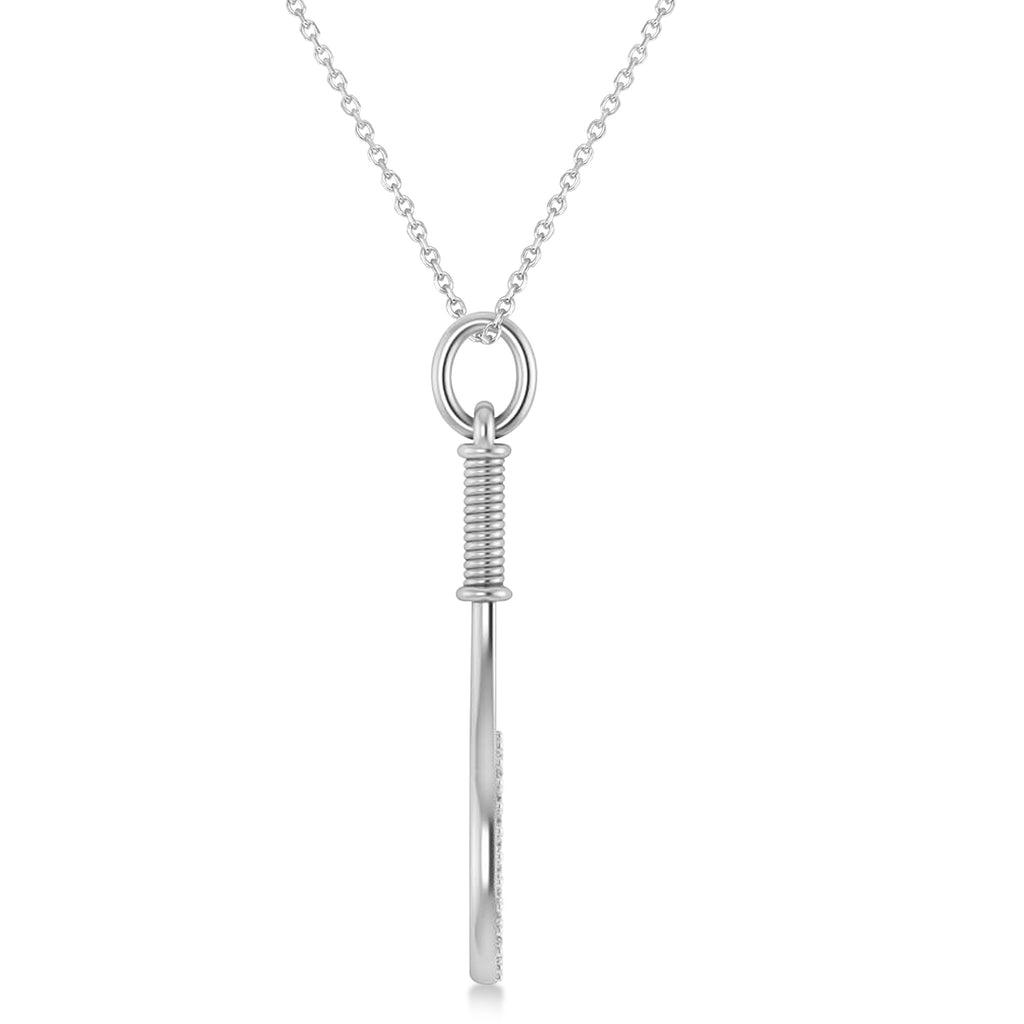 Lab Grown Diamond Tennis Racket Pendant Necklace 18K White Gold (0.48ct)