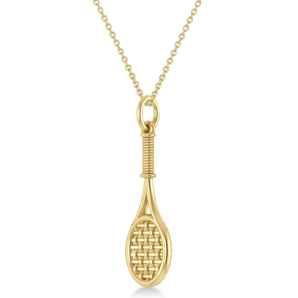 Lab Grown Diamond Tennis Racket Pendant Necklace 18K Yellow Gold (0.48ct)