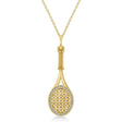 Diamond Accented Tennis Racket Pendant Necklace 18K Yellow Gold (0.48ct)
