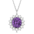 Oval Amethyst & Diamond Pendant Necklace 18K White Gold (5.40ctw)
