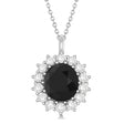 Oval Black Diamond and Diamond Pendant Necklace 14k White Gold (5.40ctw)