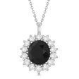 Oval Black Diamond and Diamond Pendant Necklace 18K White Gold (5.40ctw)