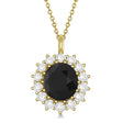 Oval Black Diamond and Diamond Pendant Necklace 18K Yellow Gold (5.40ctw)
