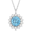 Oval Blue Topaz & Diamond Pendant Necklace 18K White Gold (5.40ctw)