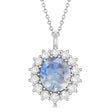 Oval Moonstone and Diamond Pendant Necklace 14k White Gold (5.40ctw)