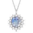 Oval Moonstone and Diamond Pendant Necklace 18K White Gold (5.40ctw)