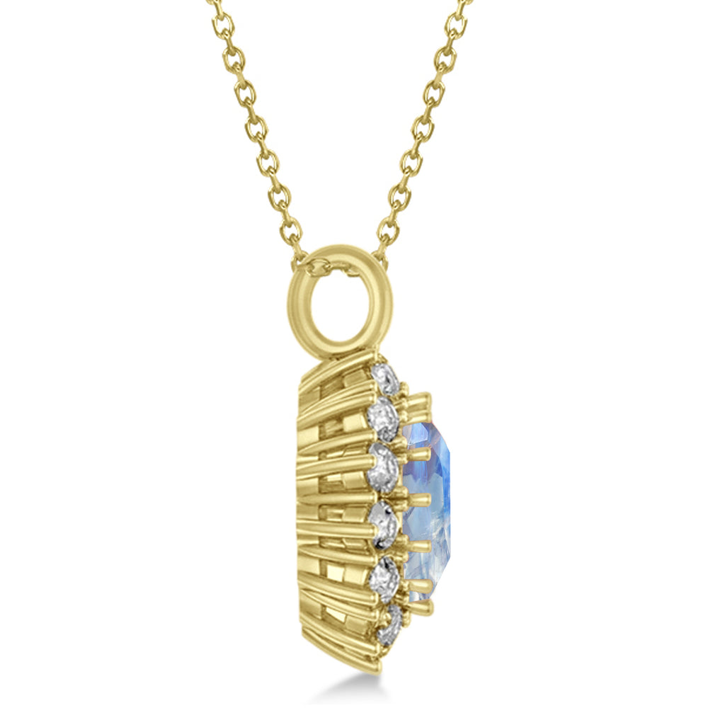 Oval Moonstone and Diamond Pendant Necklace 18K Yellow Gold (5.40ctw)