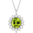Oval Peridot & Diamond Pendant Necklace 14k White Gold (5.40ctw)