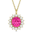 Oval Lab Pink Tourmaline & Diamond Pendant Necklace 14k Yellow Gold (5.40ctw)