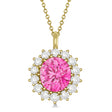 Oval Lab Pink Tourmaline & Diamond Pendant Necklace 18K Yellow Gold (5.40ctw)