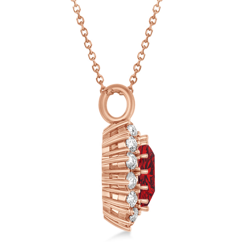 Oval Ruby and Diamond Pendant Necklace 18K Rose Gold (5.40ctw)