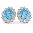 Oval Blue Topaz & Diamond Accented Earrings 14k White Gold (10.80ctw)
