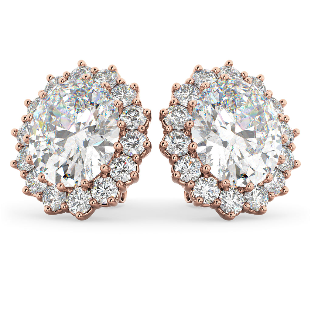 Oval Moissanite & Diamond Accented Earrings 14k Rose Gold (10.80ctw)