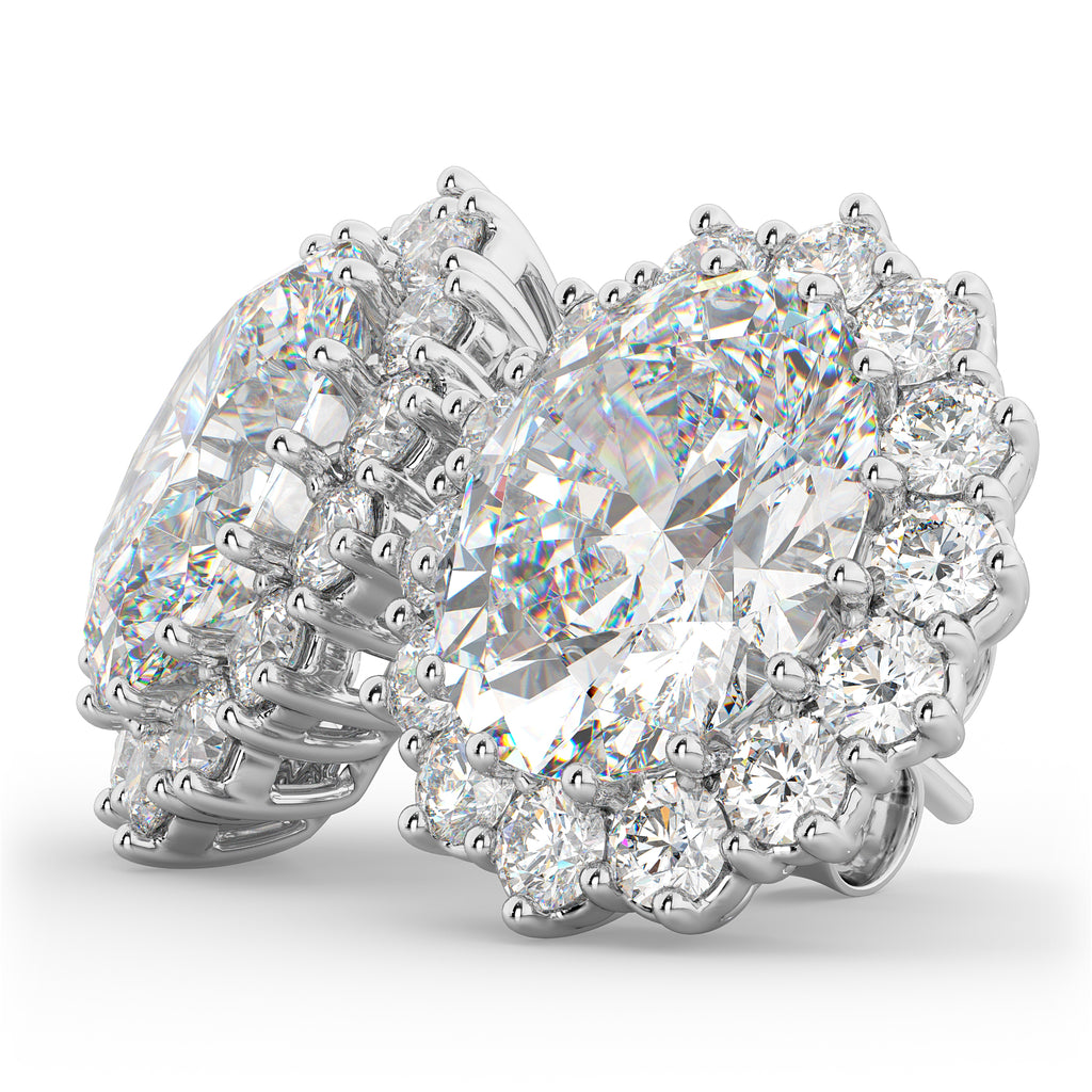 Oval Moissanite & Diamond Accented Earrings 14k White Gold (10.80ctw)