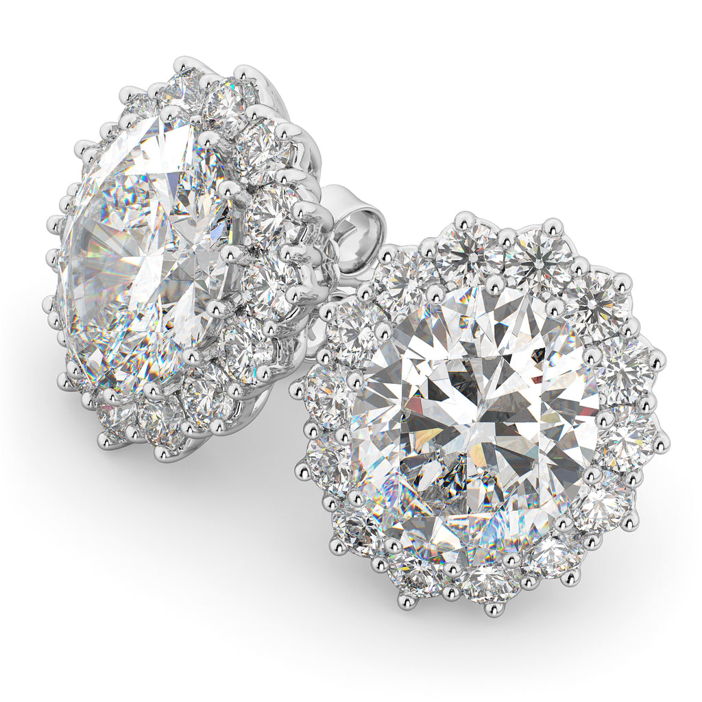 Oval Moissanite & Diamond Accented Earrings 14k White Gold (10.80ctw)