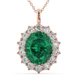 Oval Emerald & Diamond Halo Pendant Necklace 14k Rose Gold (6.40ct)