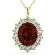 Oval Garnet & Diamond Halo Pendant Necklace 14k Yellow Gold (6.40ct)