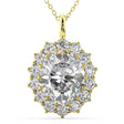 Oval Moissanite & Diamond Halo Pendant Necklace 14k Yellow Gold (6.40ct)