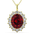 Oval Ruby & Diamond Halo Pendant Necklace 14k Yellow Gold (6.40ct)