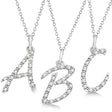 Personalized Lab Diamond Script Letter Initial Necklace 14k White Gold