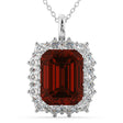 Emerald Cut Garnet & Diamond Pendant 14k White Gold (5.68ct)