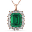 Emerald Cut Lab Emerald & Diamond Pendant 14k Rose Gold (5.68ct)