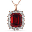 Emerald Cut Lab Ruby & Diamond Pendant 14k Rose Gold (5.68ct)