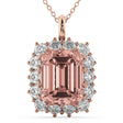 Emerald Cut Morganite & Diamond Pendant 14k Rose Gold (5.68ct)
