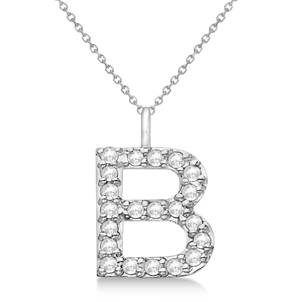 Customized Block-Letter Pave Diamond Initial Pendant in 14k White Gold