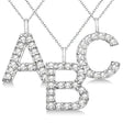 Petite Pave Diamond Initial Pendant Necklace 14k Yellow Gold "V"