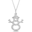 Snowman Diamond Necklace Pendant 14k White Gold (0.13ct)