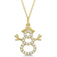 Snowman Diamond Necklace Pendant Diamond Accented14k Yellow Gold (0.13ct)