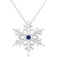 Blue Sapphire Winter Snowflake Pendant Necklace 14k White Gold (0.04ct)