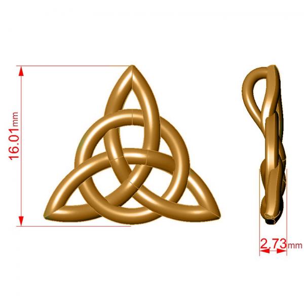 Triangular Irish Trinity Celtic Knot Pendant Necklace 14k Yellow Gold