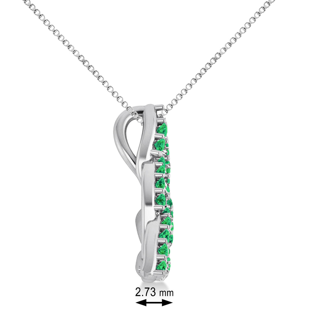 Emerald Trinity Celtic Knot Pendant Necklace 14k White Gold (0.45ct)