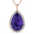Halo Tanzanite & Diamond Pear Shaped Pendant Necklace 14k Rose Gold (8.34ct)