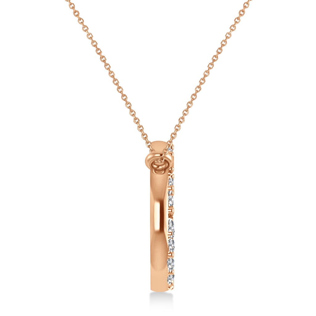 Petite Diamond Peace Sign Charm Pendant Necklace 14K Rose Gold (0.14ct)